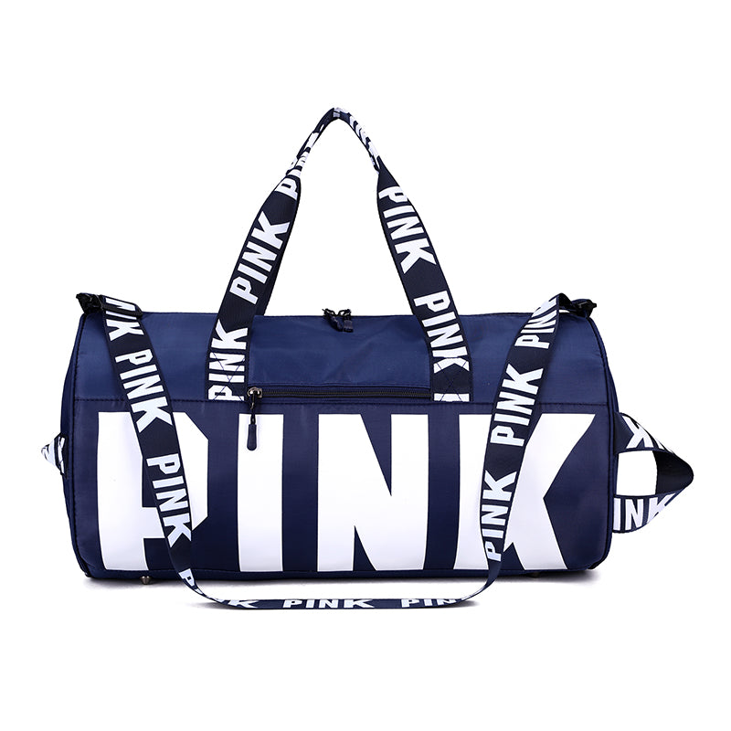 pink duffle bag