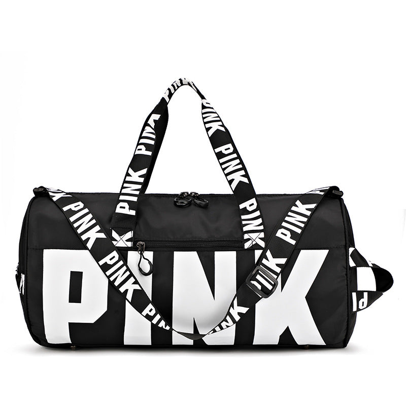 pink duffle bag