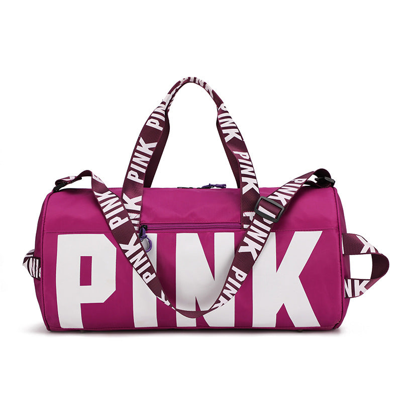 pink duffle bag