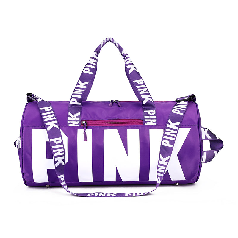 pink duffle bag