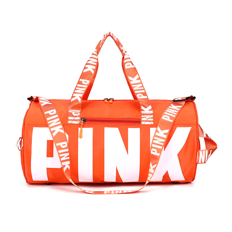 pink duffle bag