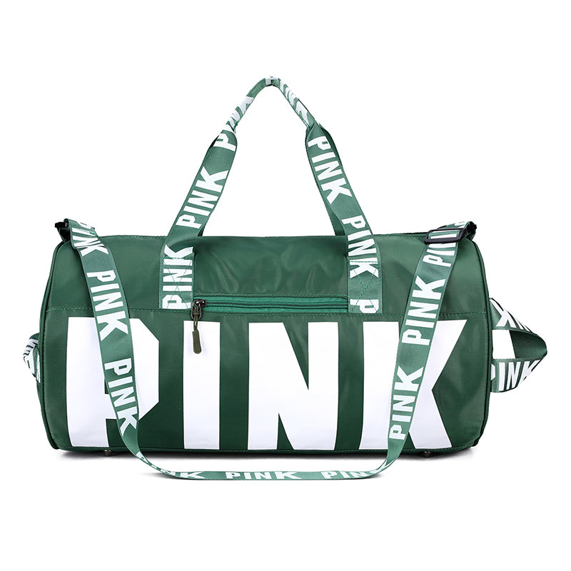 pink duffle bag