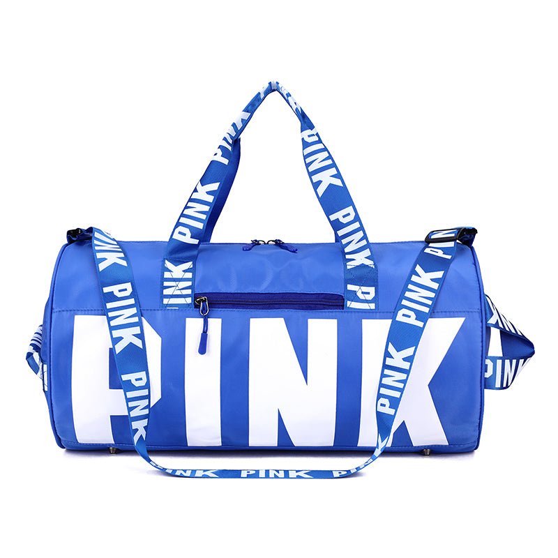 pink duffle bag