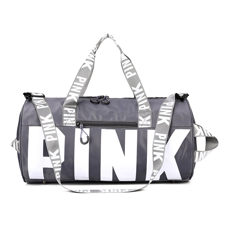 pink duffle bag