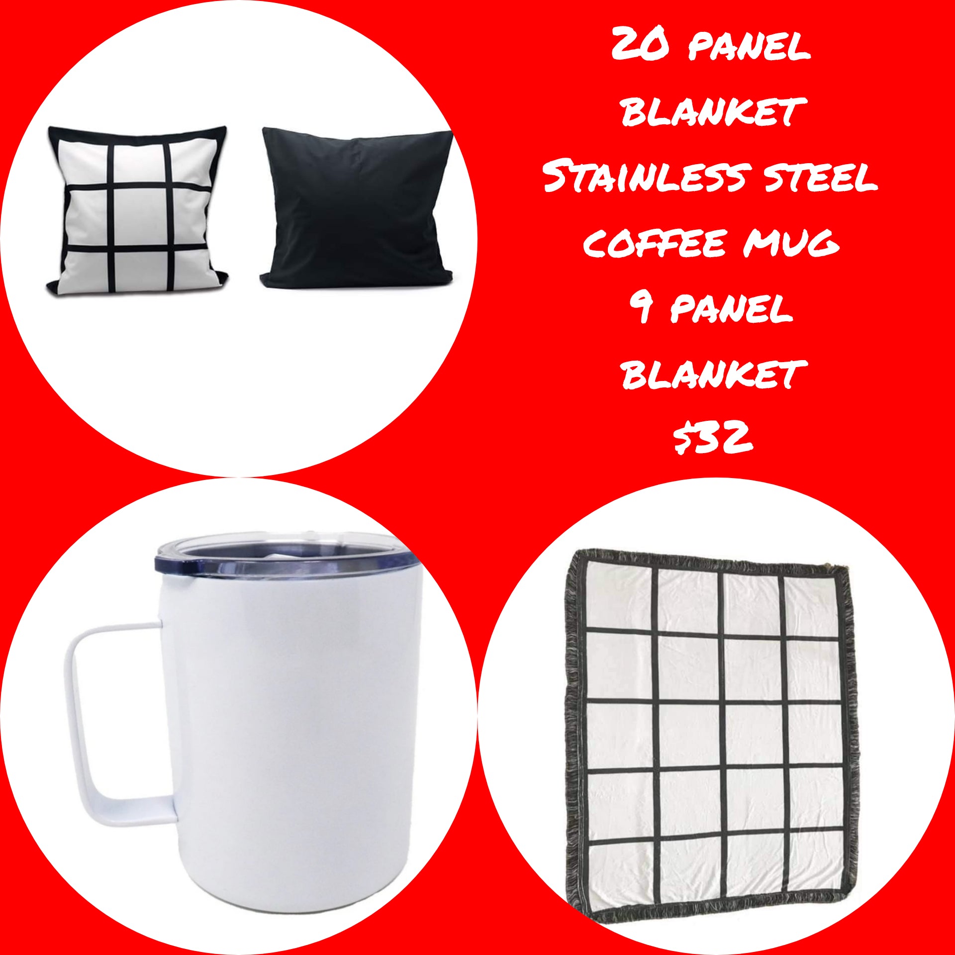 Sublimation Blanket Bundle 20 Panel P&S Blanks,LLC