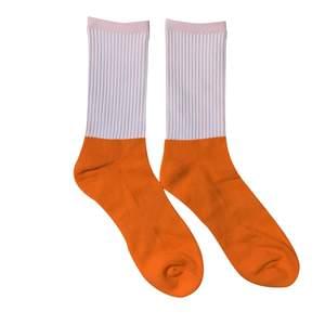 Sublimation socks with cotton bottom in orange and white