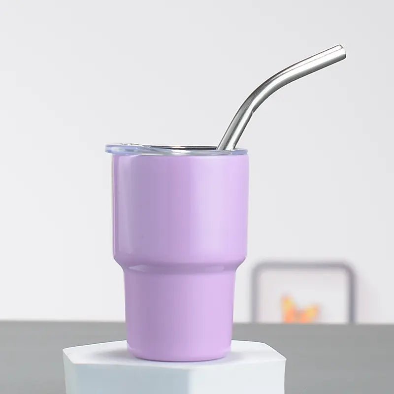 Pink sublimation shot glass with lid and straw