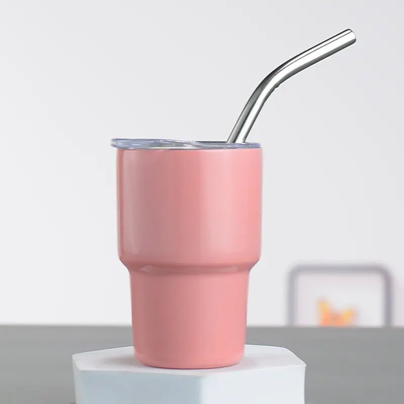 Dark pink sublimation shot glass with lid and straw