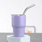 Light purple sublimation shot glass with lid and straw