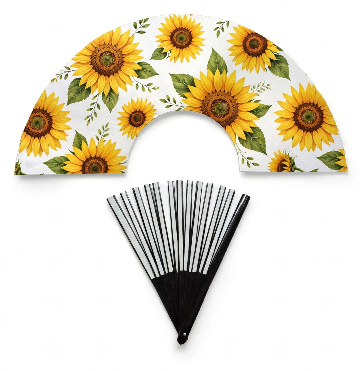 Mockup: clack fans 13 in with example summer sunflower design
