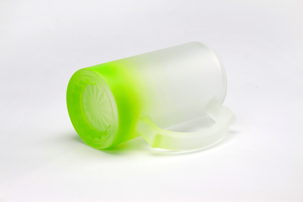 Lime green frosted gradient glass sublimation mug blank
