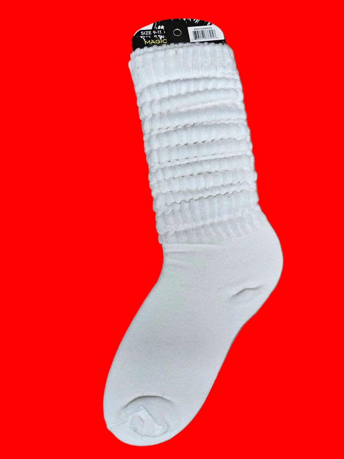 White slouch socks size 9–11