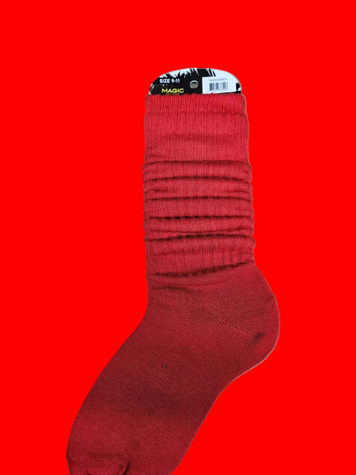 Red slouch socks size 9–11