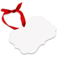 White scalloped MDF sublimation Christmas ornament blank with red ribbon