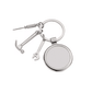 Silver tool keychain with round blank insert and miniature tools