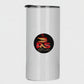 Mockup: 15oz straight skinny tumbler, rotating video showing example blue marble design for inspiration