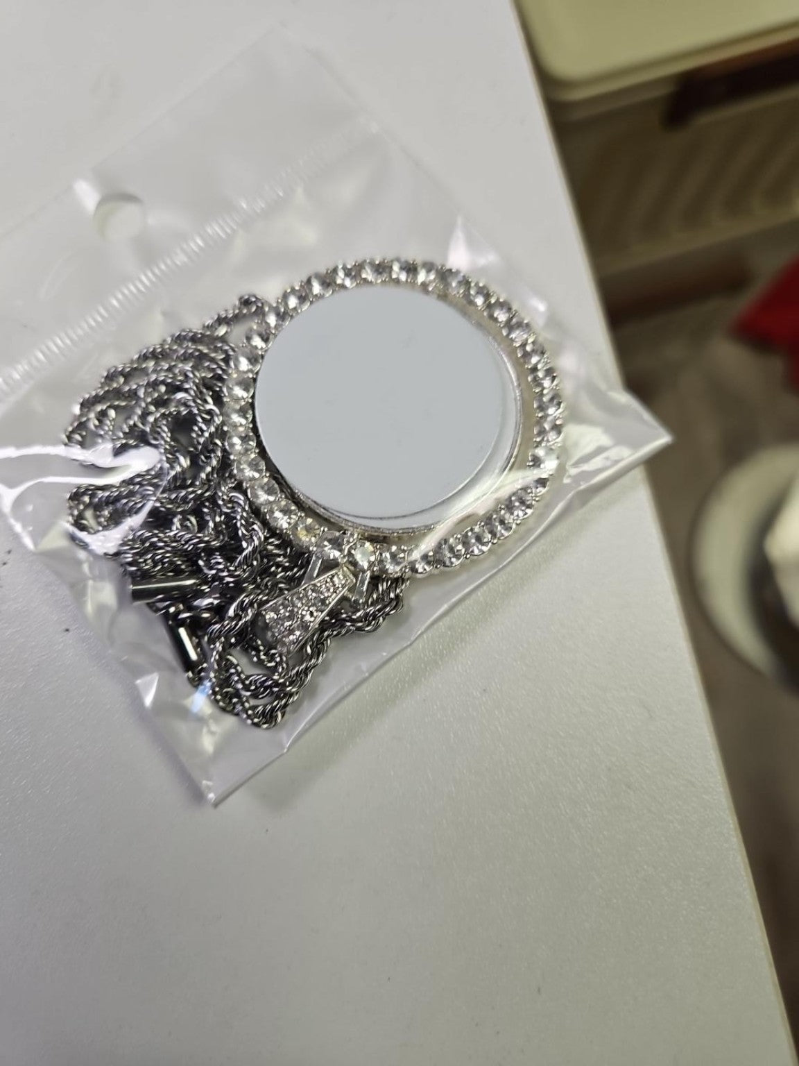 Actual blank round rhinestone sublimation necklace