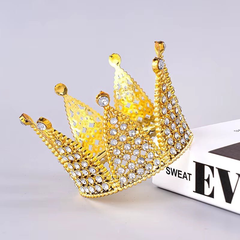 Gold rhinestone crown topper supplier product photo
