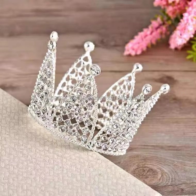 Silver rhinestone crown topper, supplier reference photo