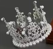 Silver crown topper with pearl trim, supplier reference photo