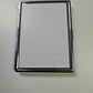 Closed silver metal business card holder with rectangular white sublimation-ready front panel