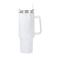 White sublimation 40 oz tumbler with handle and clear lid