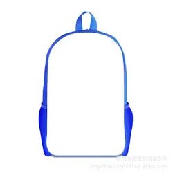 Blank blue 16 inch sublimation backpack with blank white front panel
