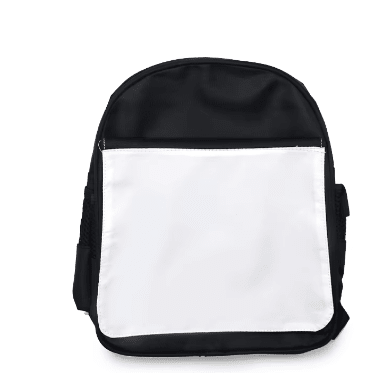 Black sublimation backpack for kids with white front panel