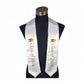 Mockup: white satin graduation stole with Class of 2026 example design - design idea for inspiration
