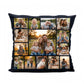 Mockup: black heart photo-panel pillowcase with family photo example - design idea for inspiration
