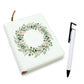 Mockup: journal bundle with botanical wreath design on the cover - example design for inspiration