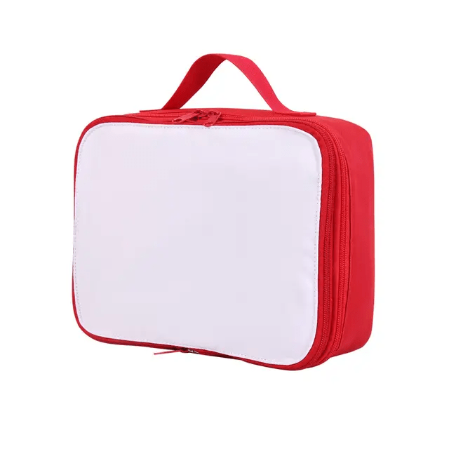 Red sublimation lunch bag blank with white front panel