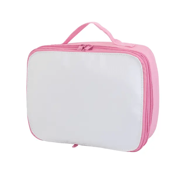 Pink sublimation lunch bag blank with white front panel