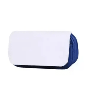 White and navy blue sublimation pencil bag with blank front panel