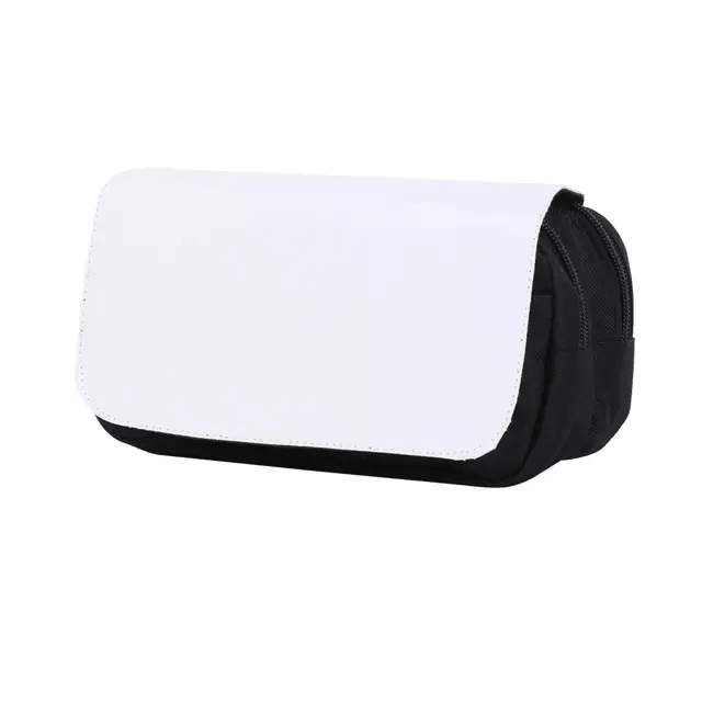 Black sublimation pencil bag with blank white flap