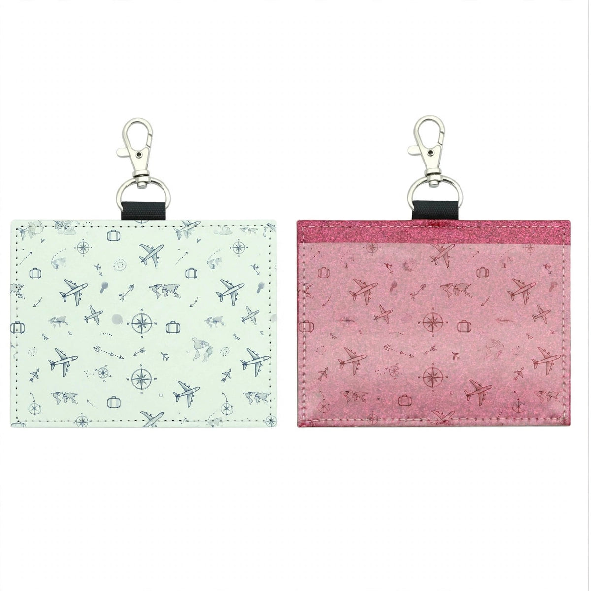 Mockup: Sublimation Vaccination Card Holder with travel pattern with airplanes and compass motifs - example design for inspiration