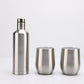 Stainless steel wine bottle with two stemless tumblers