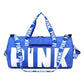 pink duffle bag