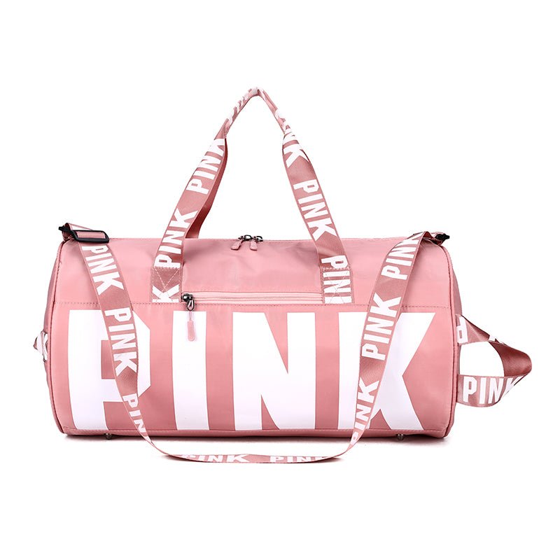 pink duffle bag