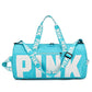 pink duffle bag