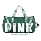 pink duffle bag