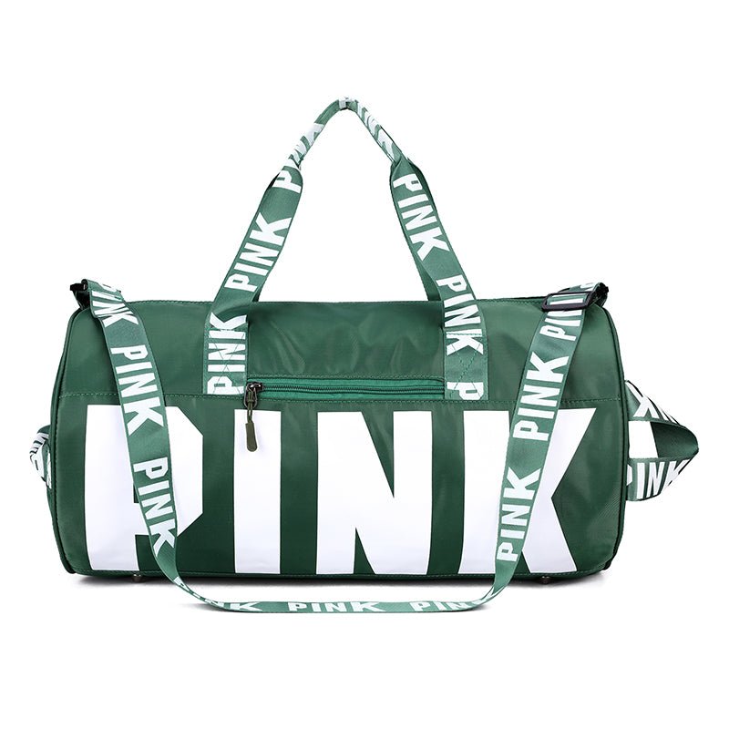 pink duffle bag