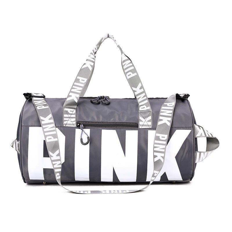 pink duffle bag