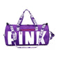 pink duffle bag