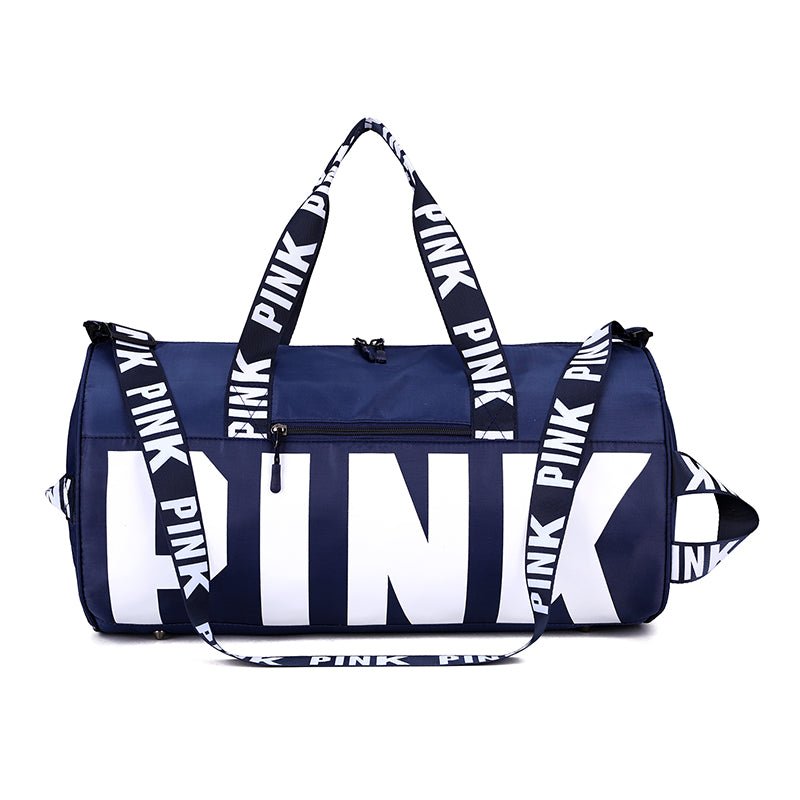 pink duffle bag