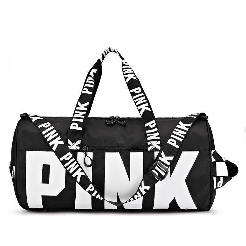 pink duffle bag