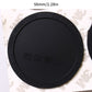 Black rubber tumbler bottom, 58 millimeters wide, with hand wash only and do not microwave text