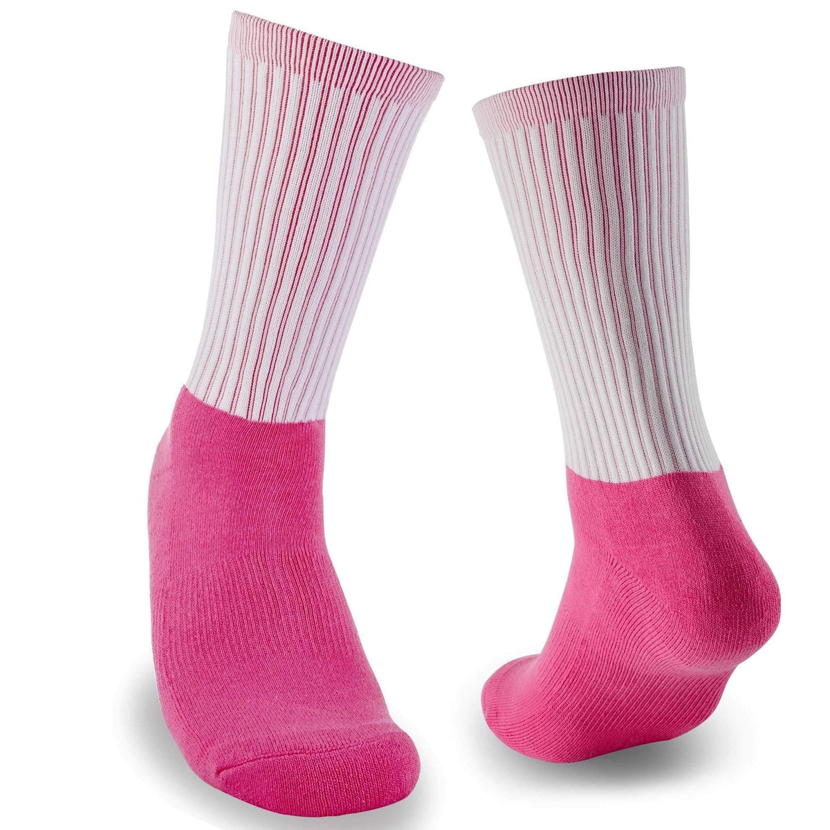 Sublimation socks with cotton bottom in pink and white
