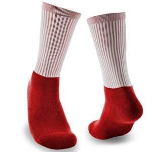 Sublimation socks with cotton bottom in red and white