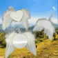White angel wing Christmas ornaments with blank heart and round photo centers